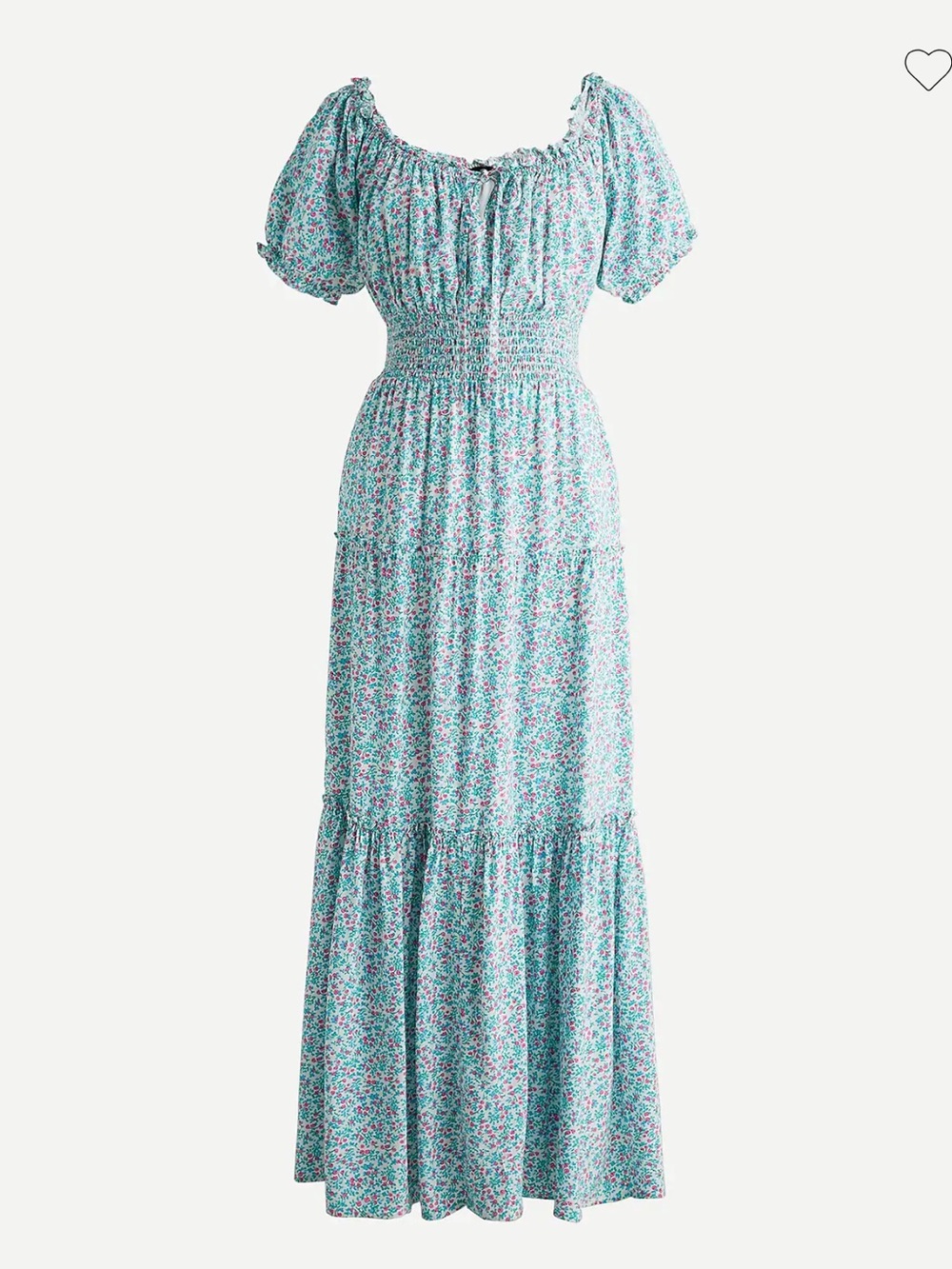 J.CREW Puff Sleeve Midi Dress In Floral Print Blue Pink Dainty Lined Size 8